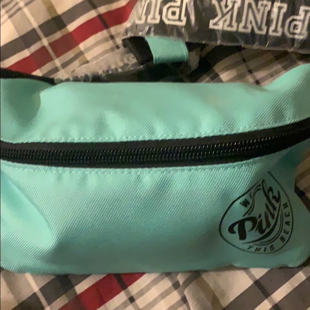 Pink fanny pack with drink kozie